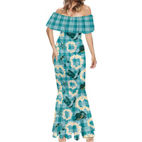 Aloha Hawaii Paniolo Teal Palaka Mermaid Dress Coastal Rodeo - Polynesian Pride