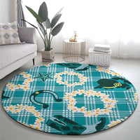 Aloha Hawaii Paniolo Teal Palaka Round Carpet Coastal Rodeo LT7 - Polynesian Pride