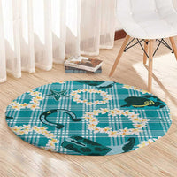 Aloha Hawaii Paniolo Teal Palaka Round Carpet Coastal Rodeo LT7 - Polynesian Pride