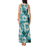 Aloha Hawaii Paniolo Teal Palaka Tank Maxi Dress Coastal Rodeo - Polynesian Pride