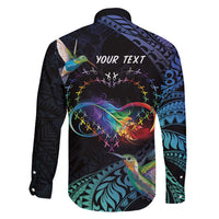 Polynesian Cancers Awareness Family Matching Long Sleeve Bodycon Dress and Hawaiian Shirt Hummingbird - Fly High Until We Meet Again