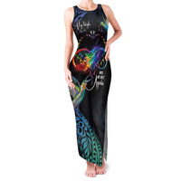 Polynesian Cancers Awareness Family Matching Tank Maxi Dress and Hawaiian Shirt Hummingbird - Fly High Until We Meet Again