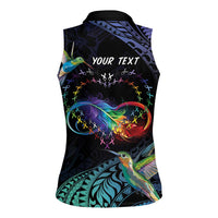Polynesian Cancers Awareness Women Sleeveless Polo Shirt Hummingbird - Fly High Until We Meet Again