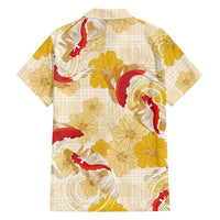 Beige Palaka Hawaii Aloha Family Matching Puletasi and Hawaiian Shirt Koi Pond Mix Ilima Flowers LT7 - Polynesian Pride