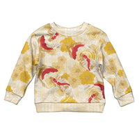 Beige Palaka Hawaii Aloha Kid Ugly Christmas Sweater Koi Pond Mix Ilima Flowers - Polynesian Pride