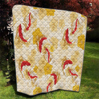 Beige Palaka Hawaii Aloha Quilt Koi Pond Mix Ilima Flowers - Polynesian Pride