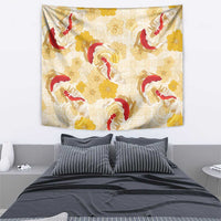 Beige Palaka Hawaii Aloha Tapestry Koi Pond Mix Ilima Flowers - Polynesian Pride