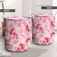 Pink Palaka Hawaii Aloha Laundry Basket Koi Pond Mix Sakura - Polynesian Pride