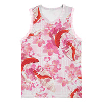 Pink Palaka Hawaii Aloha Basketball Jersey Koi Pond Mix Sakura - Polynesian Pride