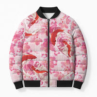 Pink Palaka Hawaii Aloha Bomber Puffer Jacket Koi Pond Mix Sakura - Polynesian Pride