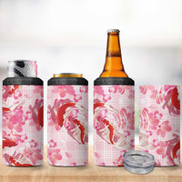 Pink Palaka Hawaii Aloha 4 in 1 Can Cooler Tumbler Koi Pond Mix Sakura - Polynesian Pride
