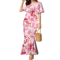 Pink Palaka Hawaii Aloha Family Matching Mermaid Dress and Hawaiian Shirt Koi Pond Mix Sakura - Polynesian Pride