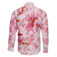 Pink Palaka Hawaii Aloha Family Matching Tank Maxi Dress and Hawaiian Shirt Koi Pond Mix Sakura LT7 - Polynesian Pride