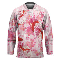 Pink Palaka Hawaii Aloha Hockey Jersey Koi Pond Mix Sakura - Polynesian Pride