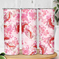Pink Palaka Hawaii Aloha Skinny Tumbler Koi Pond Mix Sakura - Polynesian Pride