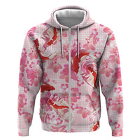 Pink Palaka Hawaii Aloha Zip Hoodie Koi Pond Mix Sakura LT7 Zip Hoodie Pink - Polynesian Pride