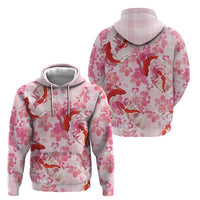 Pink Palaka Hawaii Aloha Zip Hoodie Koi Pond Mix Sakura LT7 - Polynesian Pride