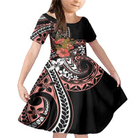 Hawaii Valentine Family Matching Mermaid Dress and Hawaiian Shirt Plumeria Aloha Wau Ia Oe LT7 Daughter's Dress Pink - Polynesian Pride