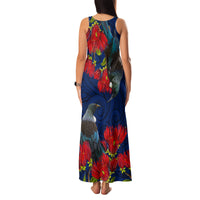 New Zealand Family Matching Tank Maxi Dress and Hawaiian Shirt Tui Couple with Pohutukawa LT7 - Polynesian Pride
