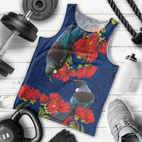New Zealand Men Tank Top Tui Couple with Pohutukawa LT7 - Polynesian Pride
