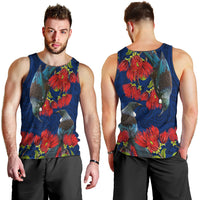 New Zealand Men Tank Top Tui Couple with Pohutukawa LT7 - Polynesian Pride