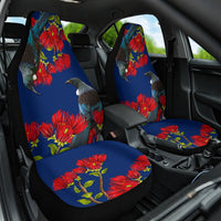 New Zealand Pohutukawa with Tui Birds Car Seat Cover Version 2 LT7 One Size Blue - Polynesian Pride