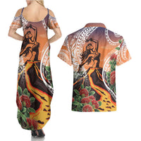 Hawaii Women's Day Tribal Couples Matching Summer Maxi Dress and Hawaiian Shirt Pele Honua Mea