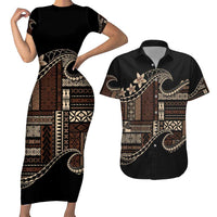 Samoa Siapo Mamanu Couples Matching Short Sleeve Bodycon Dress and Hawaiian Shirt Waves Motifs