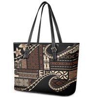 Samoa Siapo Mamanu Leather Tote Bag Waves Motifs