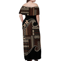 Samoa Siapo Mamanu Off Shoulder Maxi Dress Waves Motifs