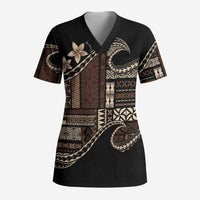 Samoa Siapo Mamanu Scrub Top Waves Motifs - Polynesian Pride