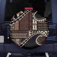 Samoa Siapo Mamanu Spare Tire Cover Waves Motifs LT7 No hole Black - Polynesian Pride