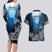 World Ocean Day Pasifika Couples Matching Long Sleeve Bodycon Dress and Hawaiian Shirt Awaken New Depths