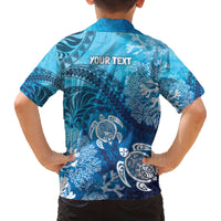 Hawaii World Ocean Day Family Matching Off The Shoulder Long Sleeve Dress and Hawaiian Shirt Kakau Turtles LT7 - Polynesian Pride