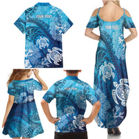 Hawaii World Ocean Day Family Matching Summer Maxi Dress and Hawaiian Shirt Kakau Turtles