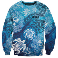 Hawaii World Ocean Day Sweatshirt Kakau Turtles