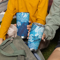 Hawaii World Ocean Day Tumbler Cup Kakau Turtles