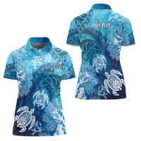 Hawaii World Ocean Day Women Polo Shirt Kakau Turtles