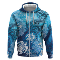 Hawaii World Ocean Day Zip Hoodie Kakau Turtles