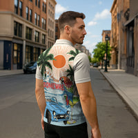 Summer Holiday It's 5 o'clock Somewhere Vintage Hawaii Zipper Polo Shirt