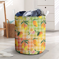 Aloha Hawaii Palaka Print Mango Plumeria Laundry Basket Tropical Vibes