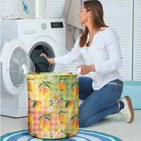 Aloha Hawaii Palaka Print Mango Plumeria Laundry Basket Tropical Vibes