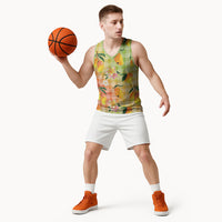 Aloha Hawaii Palaka Print Mango Plumeria Basketball Jersey Tropical Vibes