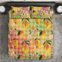 Aloha Hawaii Palaka Print Mango Plumeria Bedding Set Tropical Vibes