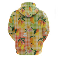 Aloha Hawaii Palaka Print Mango Plumeria Hoodie Tropical Vibes