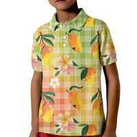 Aloha Hawaii Palaka Print Mango Plumeria Kid Polo Shirt Tropical Vibes