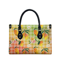Aloha Hawaii Palaka Print Mango Plumeria Leather Bag Tropical Vibes