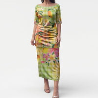 Aloha Hawaii Palaka Print Mango Plumeria Puletasi Tropical Vibes