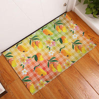 Aloha Hawaii Palaka Print Mango Plumeria Rubber Doormat Tropical Vibes