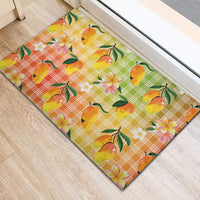 Aloha Hawaii Palaka Print Mango Plumeria Rubber Doormat Tropical Vibes